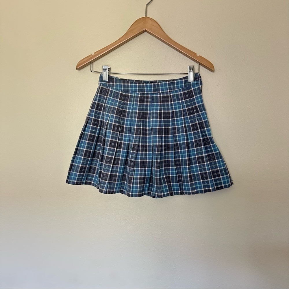 NWT AEROPOSTALE Y2K Style Pleated Plaid Blue Mini Schoolgirl Skirt‎ Women's XS